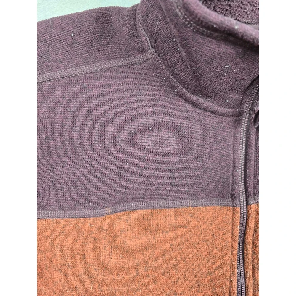 The North Face Fleece Jacket Mens‎ Large Orange Full Zip Sweater Pockets Outdoor
